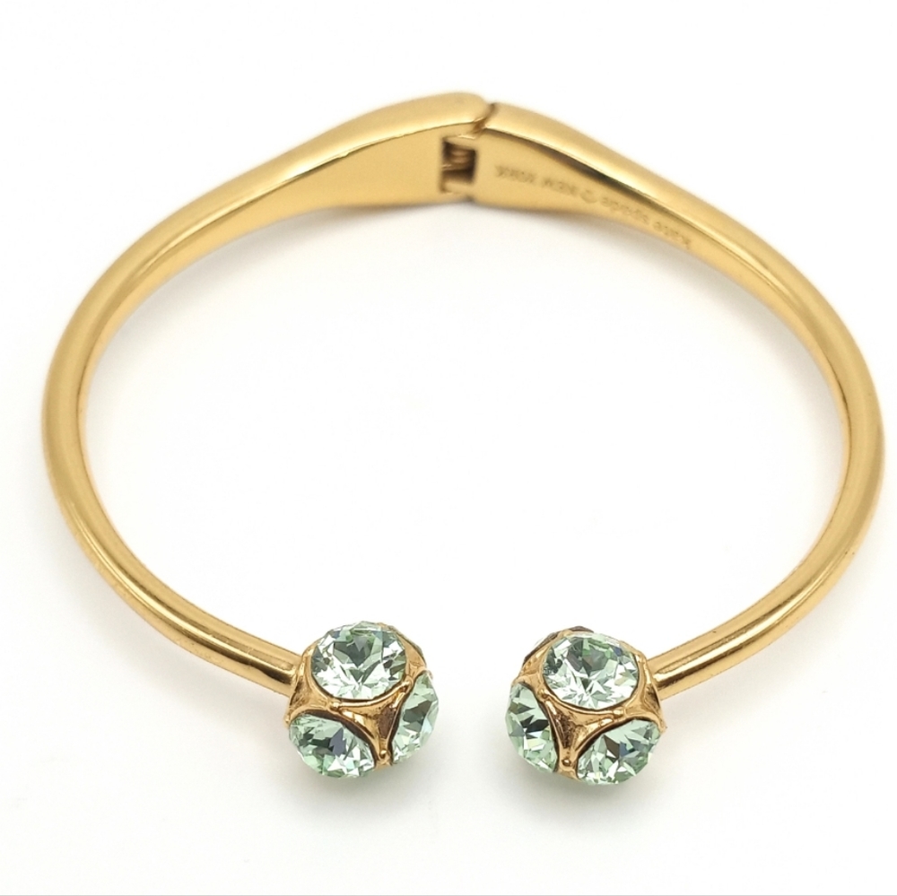 Kate Spade New York Lady Marmalade/ Hinged Gold/Aqua Green Bangle/Open Cuff